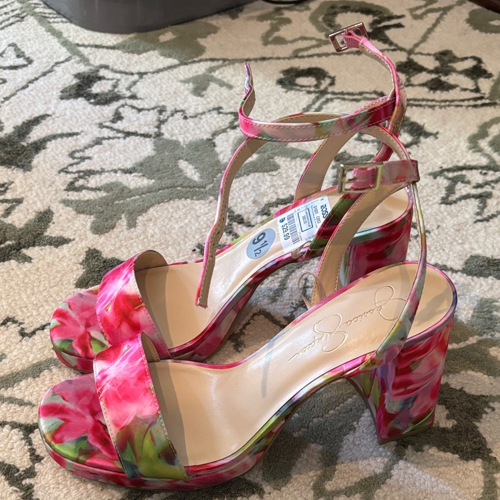 Jessica Simpson Floral Pink Strappy Heels